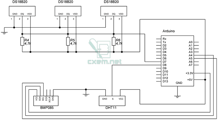 Схема підключення датчиків до Arduino