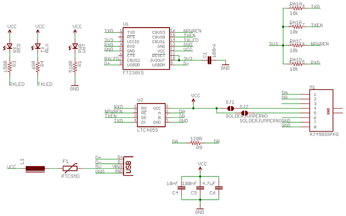 Схема конвертера USB-RS485