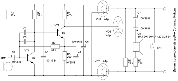 Принципова схема аудіопанелі AVC-105
