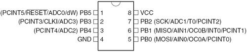 Розпіновка AVR мікроконтролера Attiny13