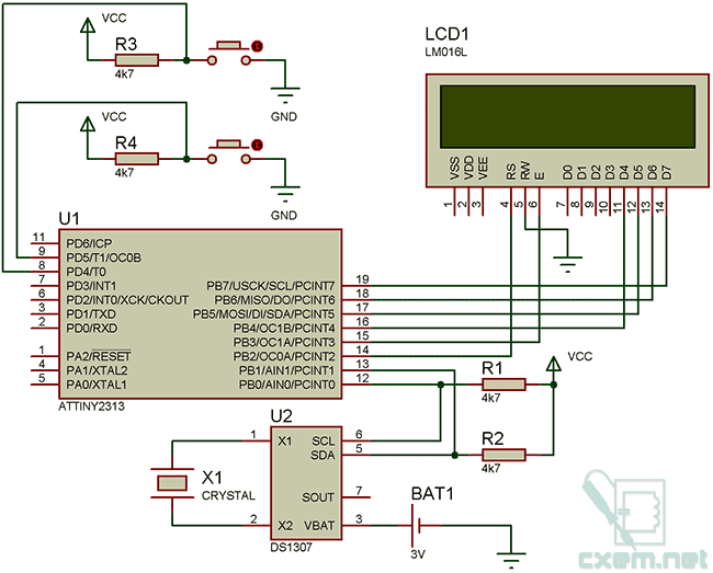 Схема для роботи з DS1307